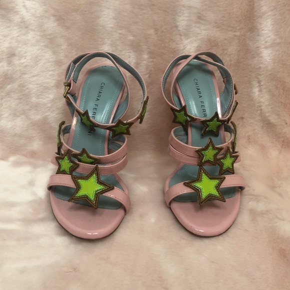 Chiara Ferragni RARE Pink Star strappy Heel Sandal - Picture 2 of 8